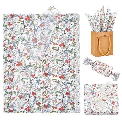 GORGECRAFT 100Pcs Vintage Red Wildflower Tissue Paper Wild Floral Art Spring Watercolor Flower Gift Wrapping Paper Colorful DIY Art Craft Paper for Birthday Wedding Gift Packing 19.7x13.8 Inch