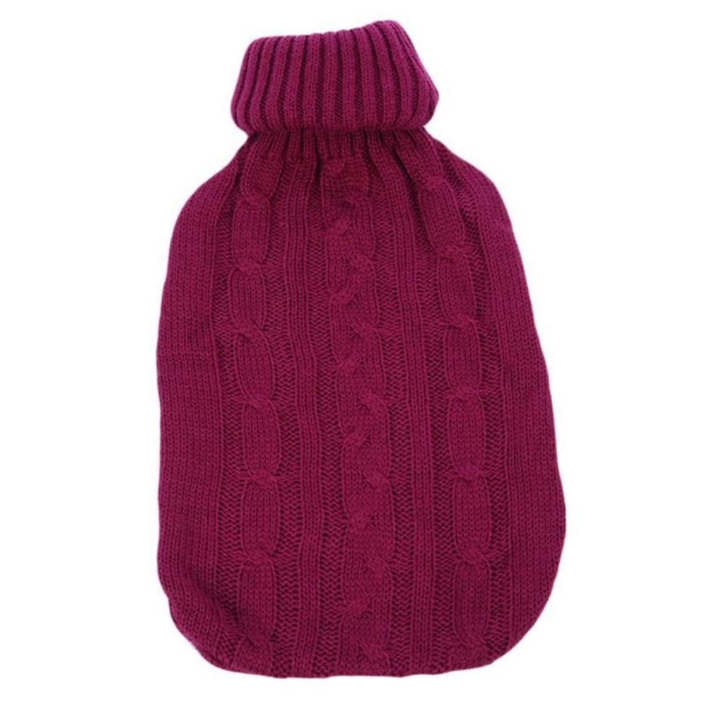 LENmzpomA Hot Water Bag,Large Knitted Hot Water Bag Cover Warm Cold-Proof Heat Preservation Hot Water Bottle Cover for Winter Keep Warm(Red)