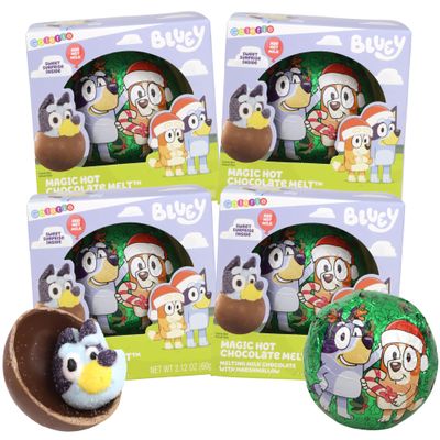 Galerie Christmas Bluey Hot Chocolate Balls with Marshmallow Inside, Holiday Drink Cocoa Melts, Stocking Stuffer Gifts, 2.12 Ounces Each (Pack of 4)