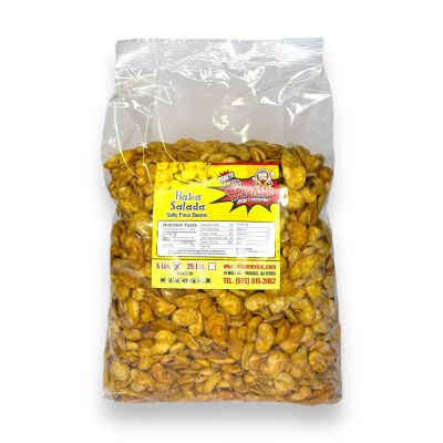 HABAS SALADAS NICOMEX. Habas saladitas o enchiladas. Salty or spicy Fava Beans. Salted Crunchy Fava Beans. Spicy crunchy fava beans. Party size 5Lb. (5 pounds, Salty)