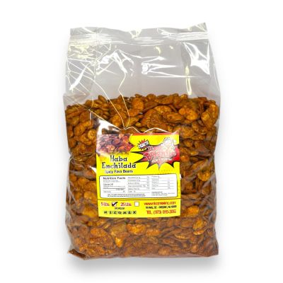 HABAS SALADAS NICOMEX. Habas saladitas o enchiladas. Salty or spicy Fava Beans. Salted Crunchy Fava Beans. Spicy crunchy fava beans. Party size 5Lb. (5 pounds, Spicy)