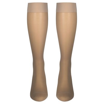 NuVein Sheer Compression Stockings, 15-20 mmHg Support, Women's Medium Denier Nylons, Knee High, Closed Toe, Taupe, X-Large