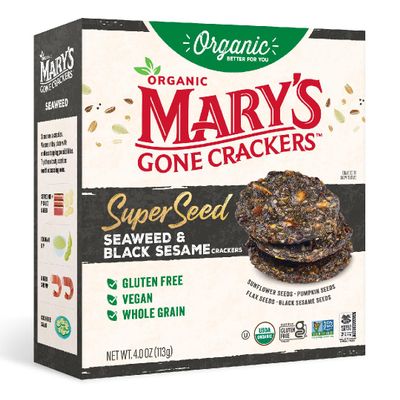 Mary's Gone Crackers Super Seed Crackers, Seaweed & Black Sesame, 4 Ounce (Pack of 1), Organic Plant Based Protein, Gluten Free