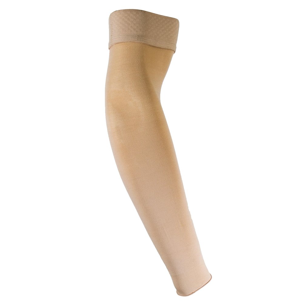 NuVein 15-20 mmHg Compression Lymphedema Arm Sleeve, Medical Support for Post Surgical Swelling Recovery, Dot Top, Beige, Large