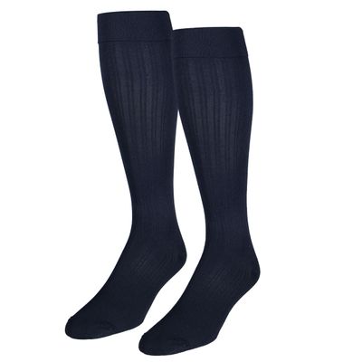 NuVein Women's Compression Socks, 15-20 mmHg Support, Rib Knit Pattern, Over Calf Knee High, Navy, Medium