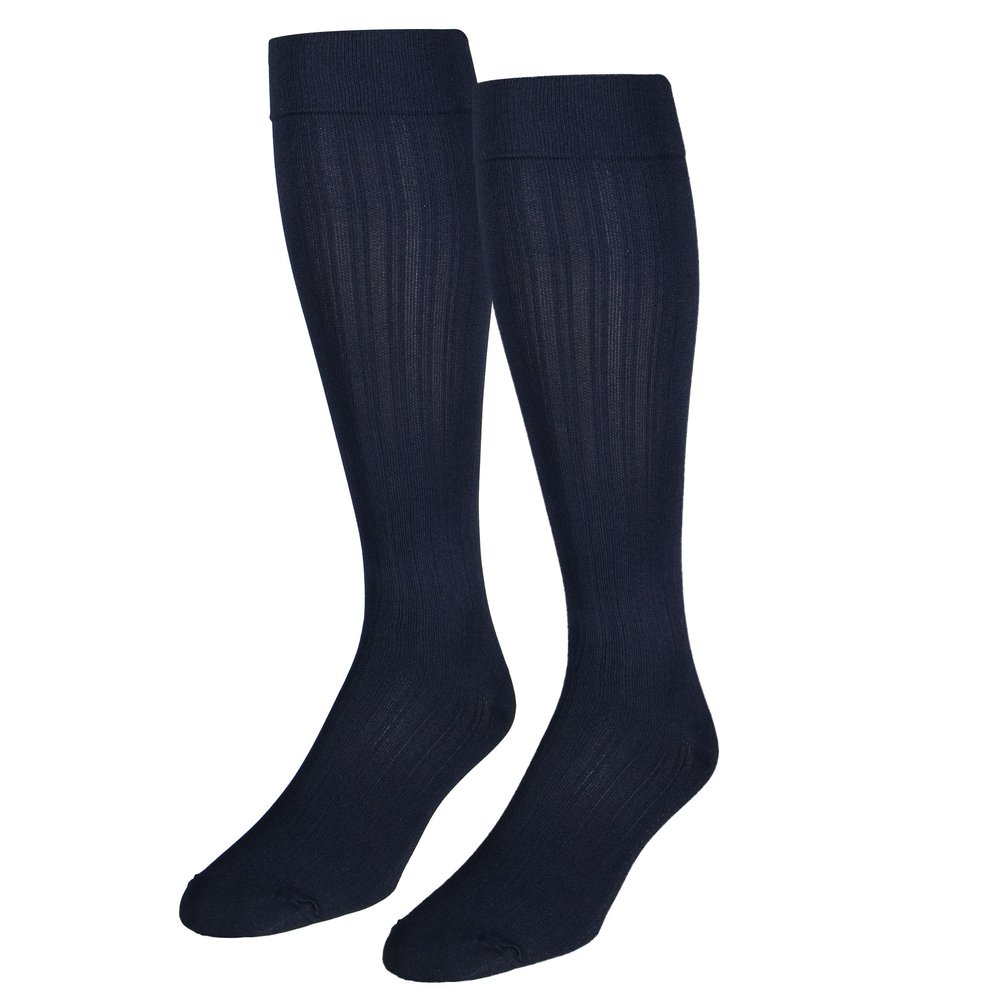 NuVein Women's Compression Socks, 15-20 mmHg Support, Rib Knit Pattern, Over Calf Knee High, Navy, Medium