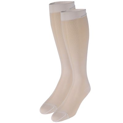 NuVein Sheer Compression Stockings, 15-20 mmHg Support, Women's Medium Denier Nylons, Knee High, Closed Toe, Ivory, Small