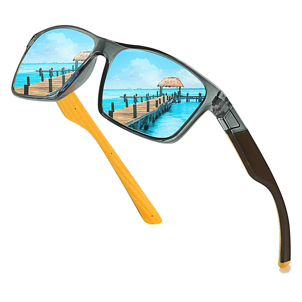 COTIA Square Full Lens Polarized Reading Sunglasses for Mens Riding Sports Outdoor Reader Sun Glasses (grey blue, 3.75, x)