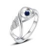 BIAIHQIE Wing Cremation Ring for Ashes Memorial Urn Jewelry Human Pet Ash Holder Stainless Steel Funeral Keepsake Gift for Women-9-Blue