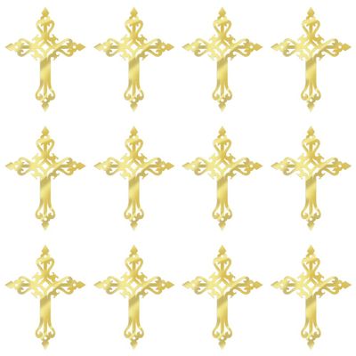 12 Pieces Baptism Cake Toppers Mirror Acrylic Cross Cake Decorations,First Communion,Baby shower cake topper,Birthday Cake Decor,Religious cake decorations Party Supplies