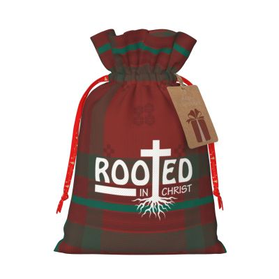 TIPKMRLE Rooted in Christ Christmas Bag Reusable Christmas Fabric Drawstring Gift Bags