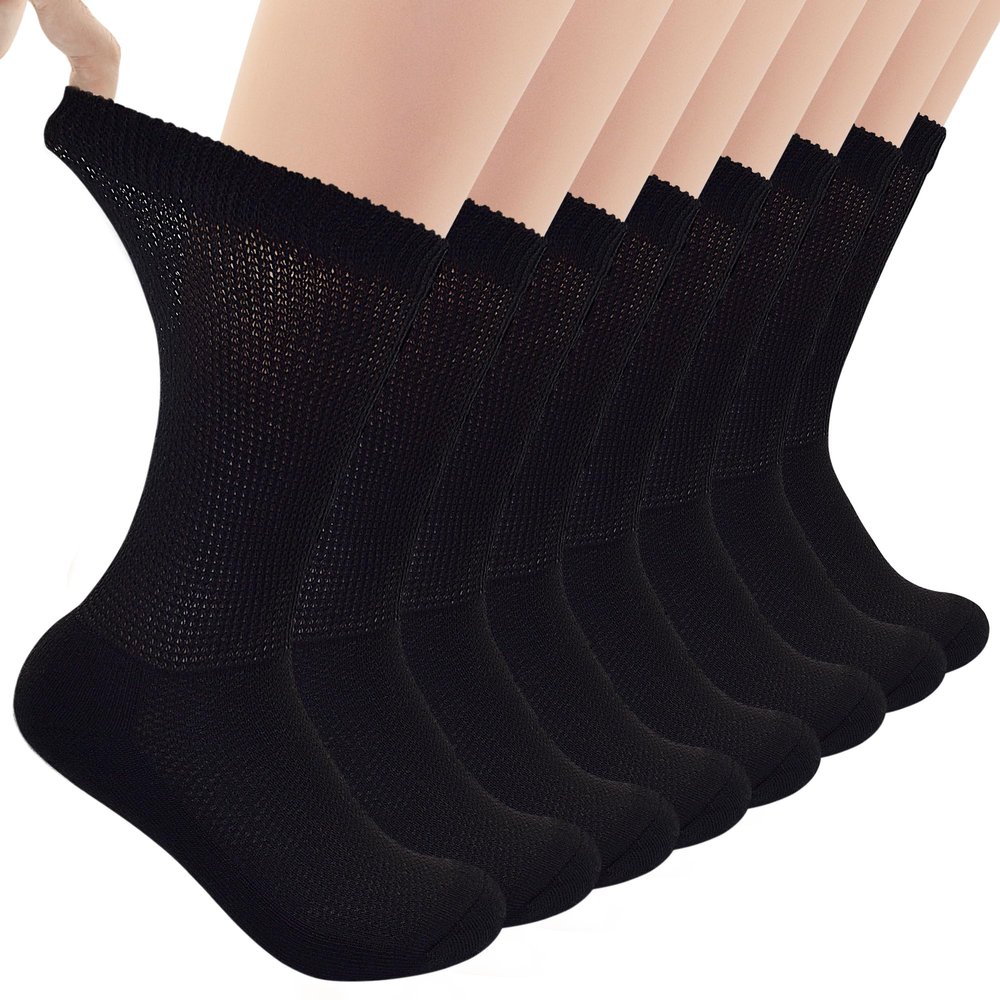 Tphon Diabetic Socks For Men and Women Loose Fit 8 Pairs Non-Binding Ankle Socks Size 6-9