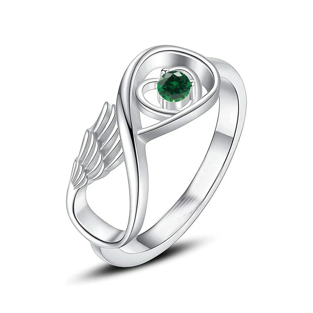 BIAIHQIE Wing Cremation Ring for Ashes Memorial Urn Jewelry Human Pet Ash Holder Stainless Steel Funeral Keepsake Gift for Women-7-Green