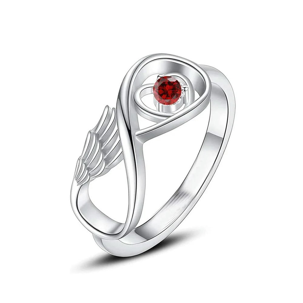 BIAIHQIE Wing Cremation Ring for Ashes Memorial Urn Jewelry Human Pet Ash Holder Stainless Steel Funeral Keepsake Gift for Women-6-Red