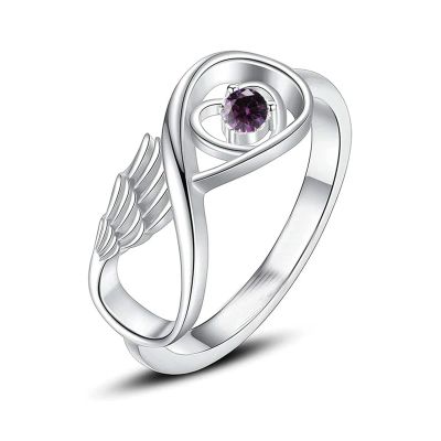 BIAIHQIE Wing Cremation Ring for Ashes Memorial Urn Jewelry Human Pet Ash Holder Stainless Steel Funeral Keepsake Gift for Women-8-Purple