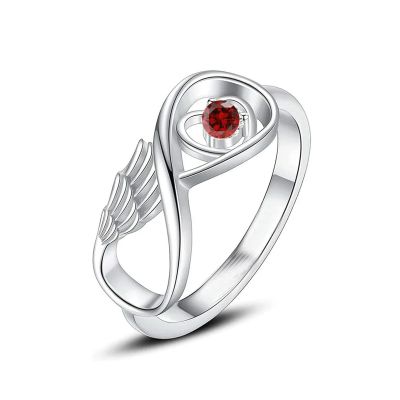 BIAIHQIE Wing Cremation Ring for Ashes Memorial Urn Jewelry Human Pet Ash Holder Stainless Steel Funeral Keepsake Gift for Women-7-Red