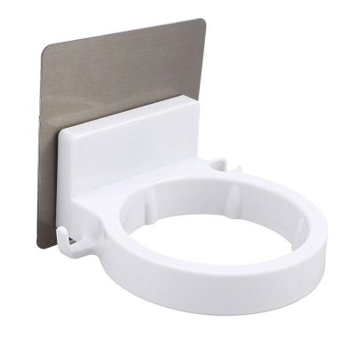 ABS Bathroom Shelf Storage Wall-Mounted Hair Dryer Holder Rack Organizer Hairdryer Bathroom Accessories Organization(White)