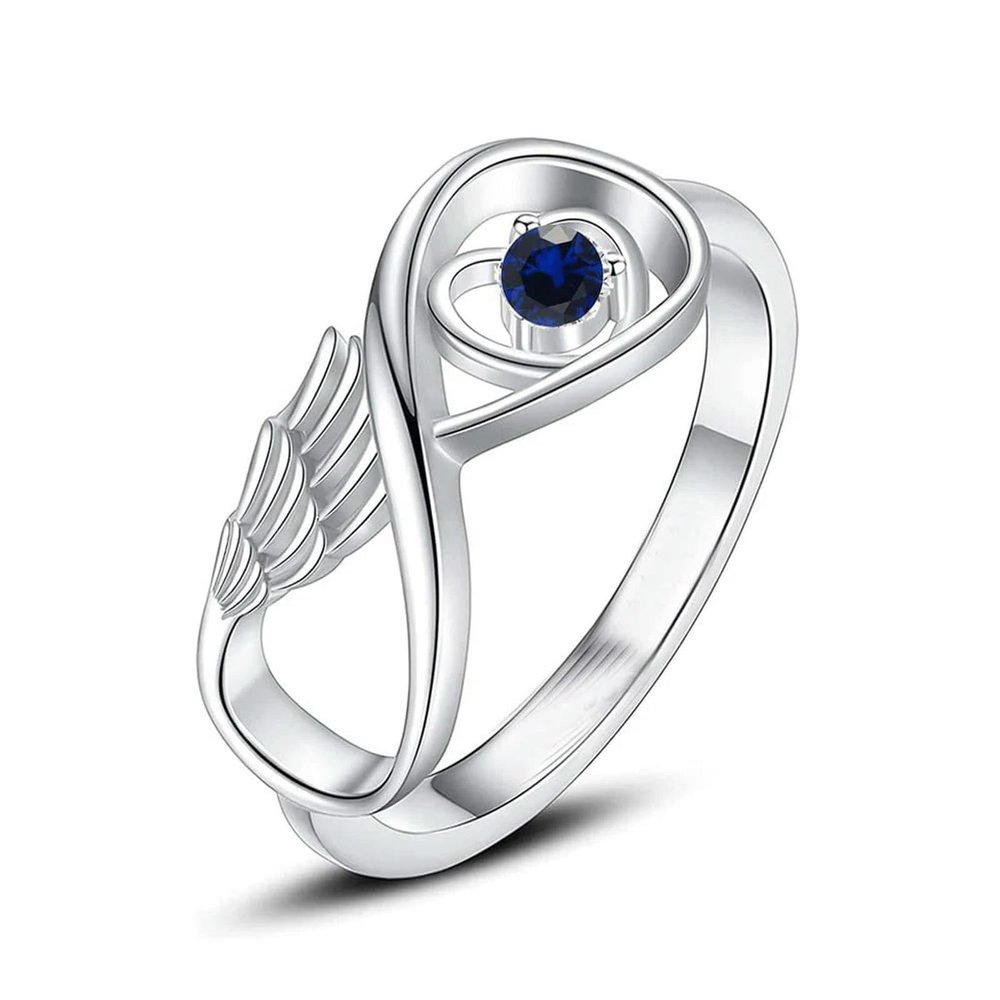 BIAIHQIE Wing Cremation Ring for Ashes Memorial Urn Jewelry Human Pet Ash Holder Stainless Steel Funeral Keepsake Gift for Women-8-Blue