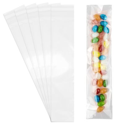 100 Pcs Self Sealing Cellophane Bags, 2x6 Inches Clear Treat Bags, Self Adhesive Cellophane Bags for Pretzel Rods, Candy, Snacks, and Cookies
