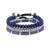 JPHHRP 3Pcs/Set Stone Braided Bracelets For Men Lapis Lazuli Amethysts Hematite Beads Bracelet Set Yoga, Lapis Lazuli view 1