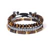 JPHHRP 3Pcs/Set Stone Braided Bracelets For Men Lapis Lazuli Amethysts Hematite Beads Bracelet Set Yoga, Lapis Lazuli view 2