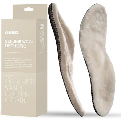 ABEO Genuine Wool Orthotic Metatarsal Insoles | Boot Insoles for Women | Winter Warm Orthotic Insoles | Cozy Fall Insoles Tan, 11