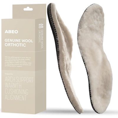 ABEO Genuine Wool Orthotic Metatarsal Insoles | Boot Insoles for Women | Winter Warm Orthotic Insoles | Cozy Fall Insoles Tan, 9