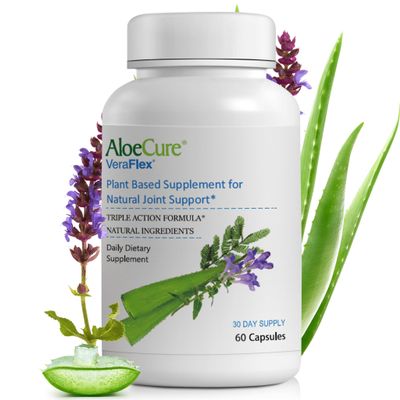 AloeCure VeraFlex Natural Joint Support Supplement with USDA Organic Aloe Vera - Joint Support Capsules for Comfort, Mobility and Flexibility - Plant Based Formula for Joints & Mobility, 60 Caps x 12