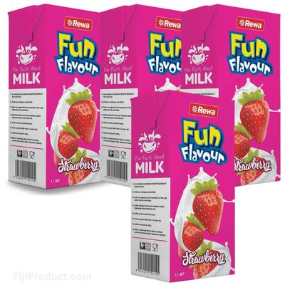 Rewa Fun Flavour Strawberry Milk Drink (Pack of 4 x 200 mL Ea) Experience the delightful taste of Fun Flavour Chocolate Milk, Imported from FIJI