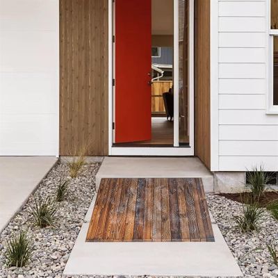Ramps Threshold Ramp, Heavy Duty Front Door Entry Ramp for Wheelchair Bike Motorcycle, Non-Skid Brown Wood Threshold Ramp/Transition Ramps for Patio Yard Sidewalk(60x10x50cm/23x3.9x19in)
