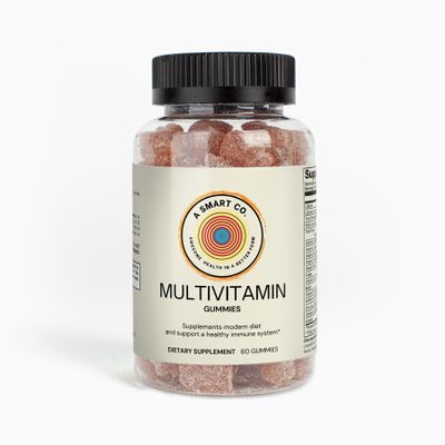 A Smart CO. Daily Multivitamin Gummies for Adults - Immune Support, Cognitive Health, & Cardiovascular Wellness - 60 Strawberry-Flavored Gummies - USA-Made, Gluten-Free, Non-GMO