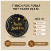150PCS Happy Birthday Paper Plates and Napkins - 7 Inch Black Gold Dot Paper Plates and 6.5 Inch Napkins with 6.3 Inch Gold Forks Disposable Tableware Set for Birthday Party Decorations, Serves 50 view 3