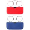 REAVEE 2 Pack Small Armless Reading Glasses for Men Women, Blue Light Blocking Round No Temple Thin Compact Readers with Portable Case, Red and Blue +1.5 view 1