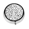 Small Pill Box Portable Pill Case 3 Compartment Metal Pill Vitamins Holder Organizer Cute Black and White Polka Dot Travel Pillbox for Purse Pocket view 2