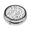 Small Pill Box Portable Pill Case 3 Compartment Metal Pill Vitamins Holder Organizer Cute Black and White Polka Dot Travel Pillbox for Purse Pocket view 3
