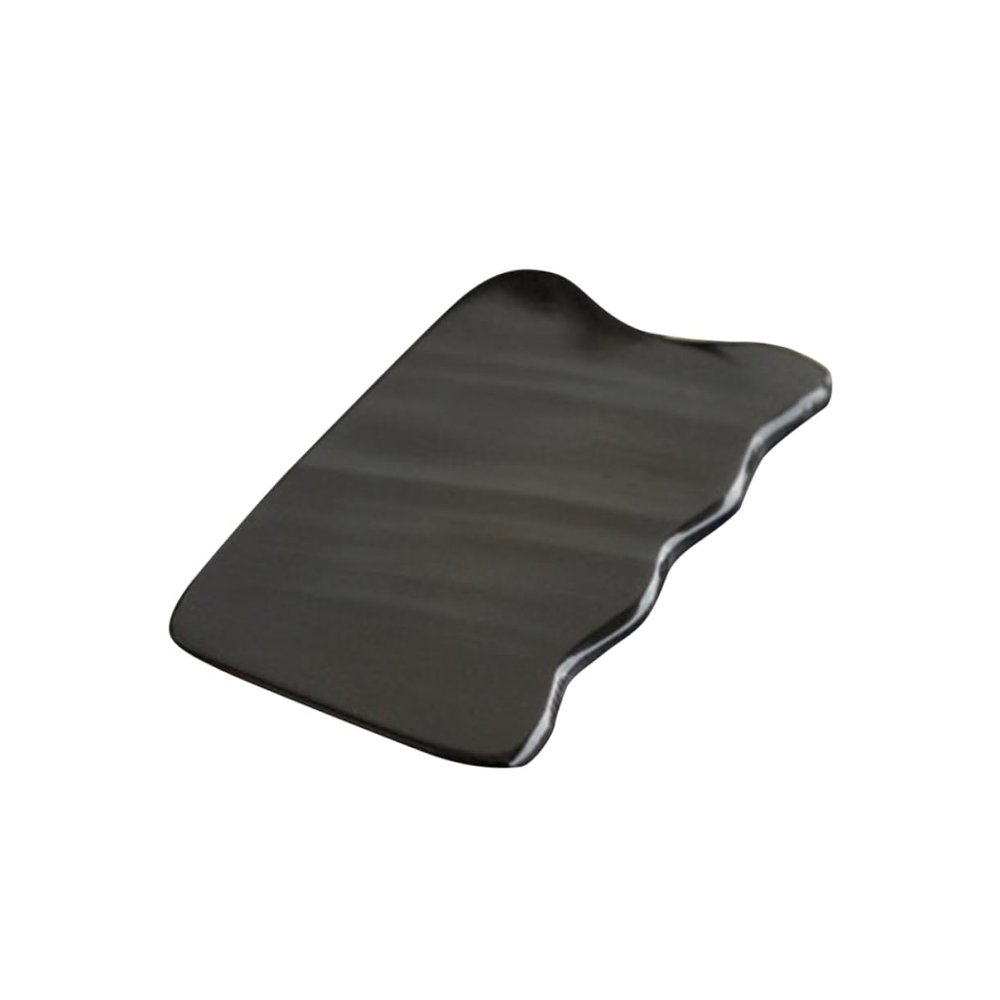Healeved Black Wavy Natural Buffalo Horn Massage Tool Scraping Plate for Physical Therapy and Spa Care Multi-functional Gua Board for Neck and