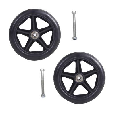 2 Pack Solid Replacement Wheels 6/7/8in Wheelchair Front Wheels with Screws Rollator Walker Anti-Slip Replacement Casters Rollers Wheels Easy to Install(Black,6in/14cm)