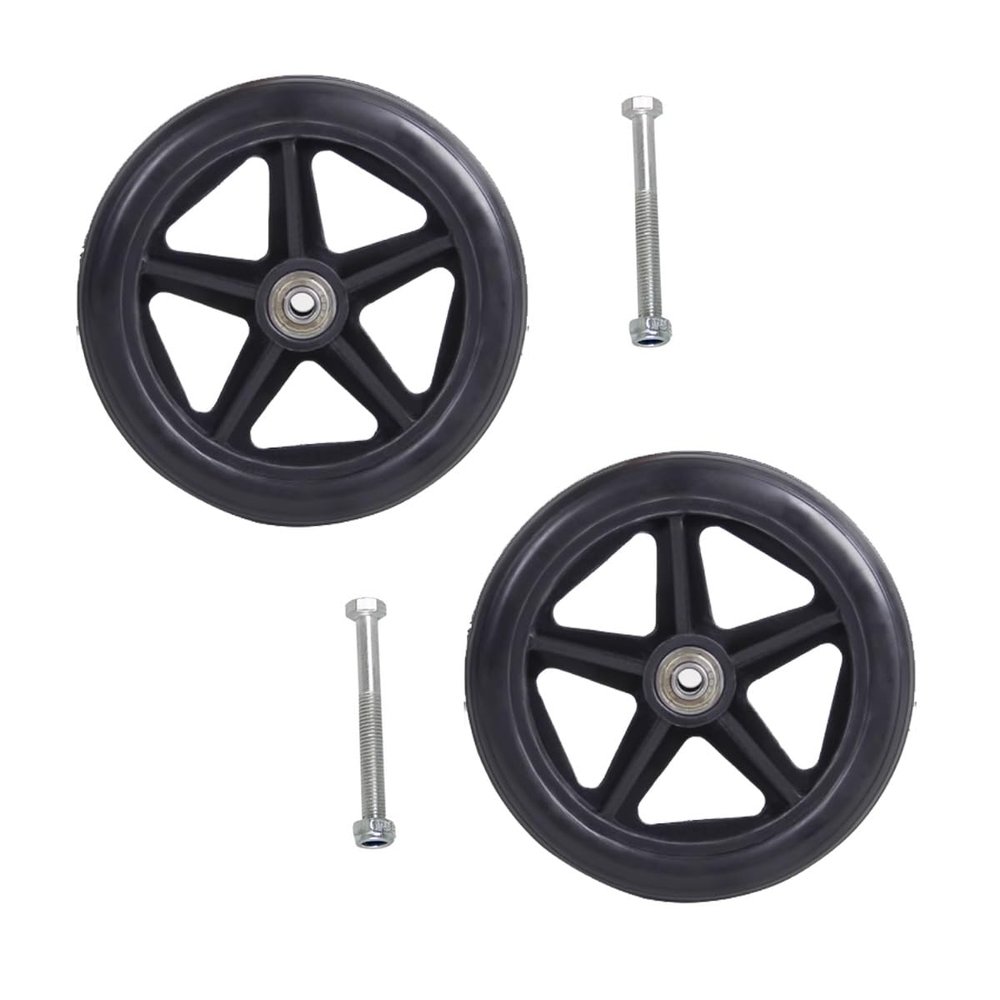 2 Pack Solid Replacement Wheels 6/7/8in Wheelchair Front Wheels with Screws Rollator Walker Anti-Slip Replacement Casters Rollers Wheels Easy to Install(Black,6in/14cm)