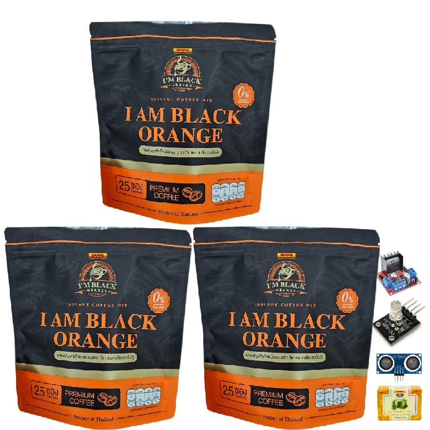 IAmCoffee Black Orange Instant Coffee Mix Coffee Delicious Mellow Intense Arabica Roasted Fruit Snack 25 Sachets/Pack (250 Grams) (of 3) By Thaigiftshop [Get Free Tomato Facial Mask]
