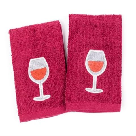 MUkitchen Cotton Dish Cloth Set with Scrubber, 12x12 in, 2 Pack (Wine)