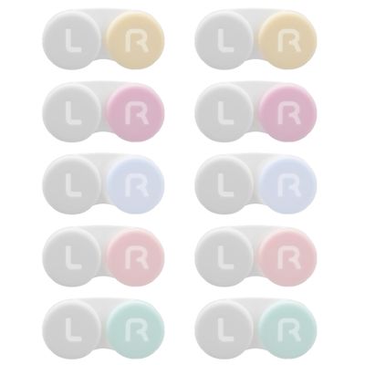 10 Pack Contact Lens Case Box, Mini Transparent Contact Cases Bulk in 5 colors, Colorful Bulk Box Holder Container Cute Contact Lenses Case Leak-proof, Eye Contact Case for Home and Travel