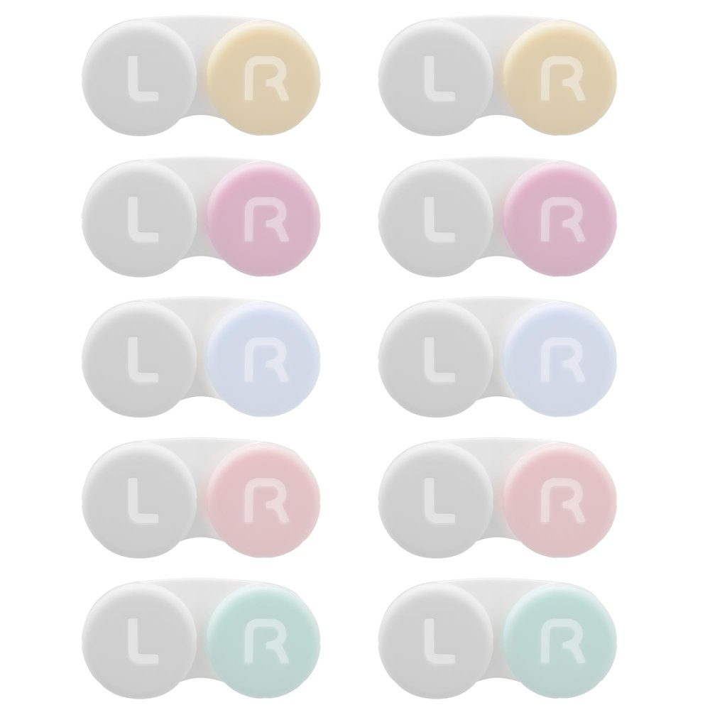 10 Pack Contact Lens Case Box, Mini Transparent Contact Cases Bulk in 5 colors, Colorful Bulk Box Holder Container Cute Contact Lenses Case Leak-proof, Eye Contact Case for Home and Travel