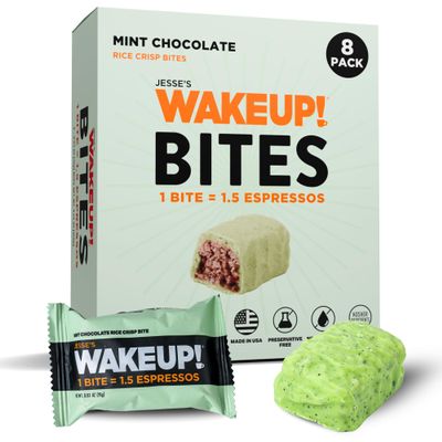 Caffeinated Mint Chocolate Bites Jesse's WakeUP! 175mg (1.5 Espressos) 8Pk