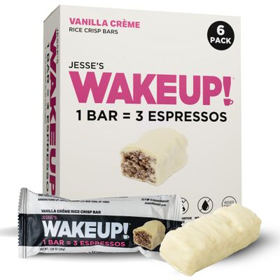 Caffeinated Vanilla Creme Bars Jesses WakeUP! 350mg (3 Espressos) 6 Pack