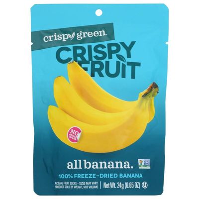 Crispy Green 406399 0.85 oz Banana Dried Single-Serve Snack- Pack of 12