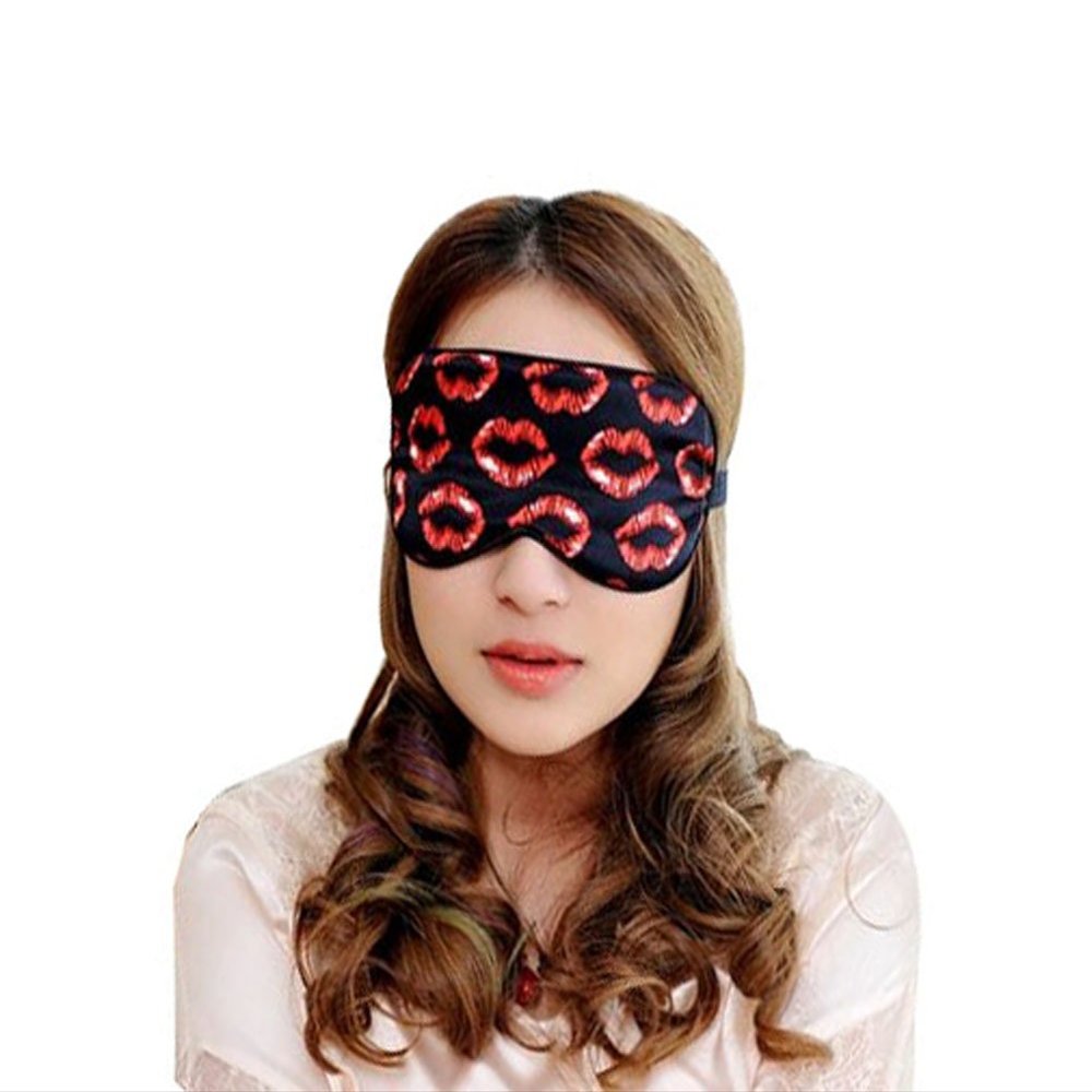 212 Main Soft Silk Lovely Eyeshade Sleep Eye Mask - Red Lips
