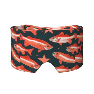 Salmon Print Travel Sleep Eye and Ear Muffs Mask Noise Blocking and Light Covering Sleep Aid