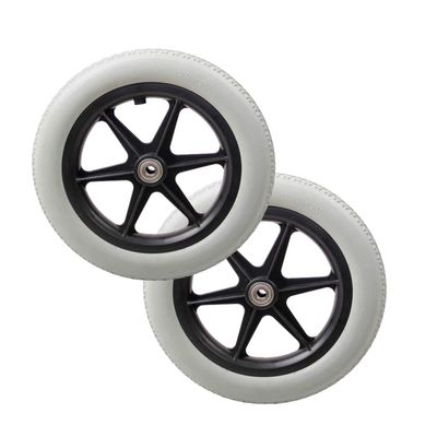 12 Inch Wheelchair Wheels Replacement Rear Wheels 2 Pieces PU Wheels Manual Wheelchair Wheels Rear Wheel Anti-wear Non-Slip with Screws