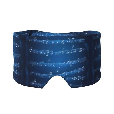 Blue Musical Notes Print Travel Sleep Eye and Ear Muffs Mask Noise Blocking and Light Covering Sleep Aid