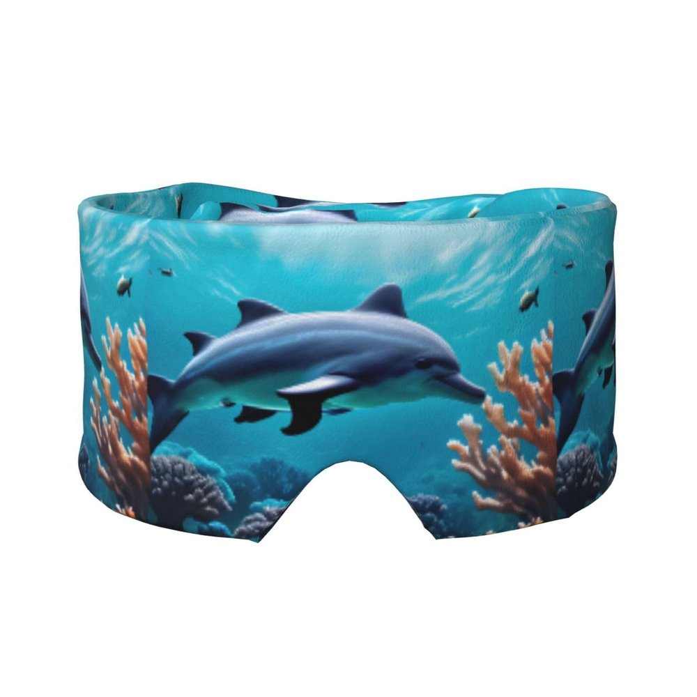 Beautiful Underwater World Dolphins Coral Print Travel Sleep Eye and Ear Muffs Mask Noise Blocking and Light Covering Sleep Aid